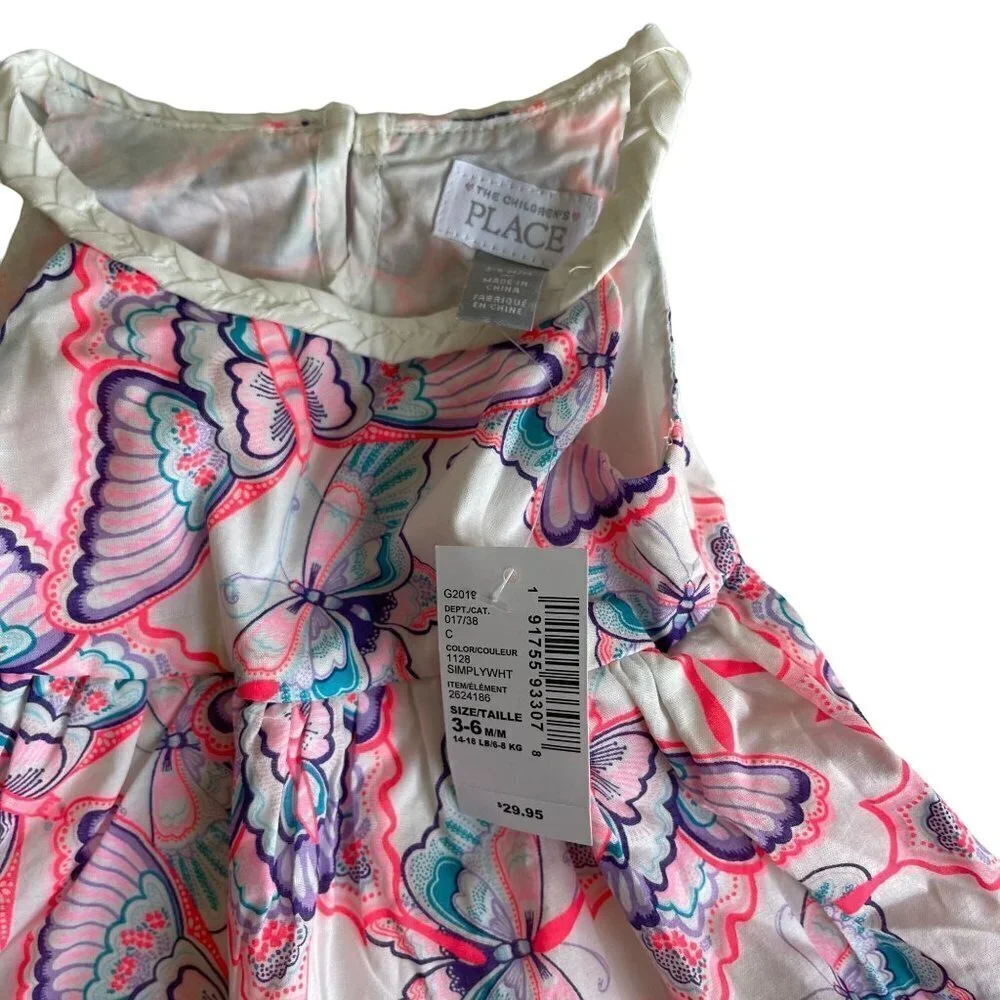 New! The Children's Place Butterfly Print Tiered Sundress 3-6M